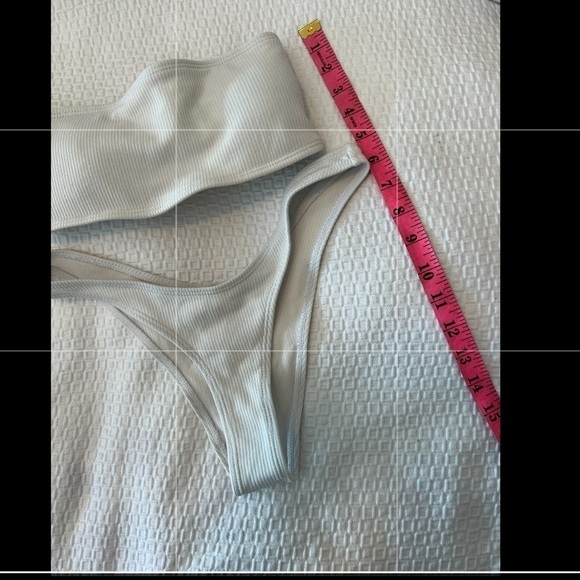 ZAFUL Women's White Bandeau Bikini Set High Cut Strapless Sexy Bathing Suit - Picture 10 of 11